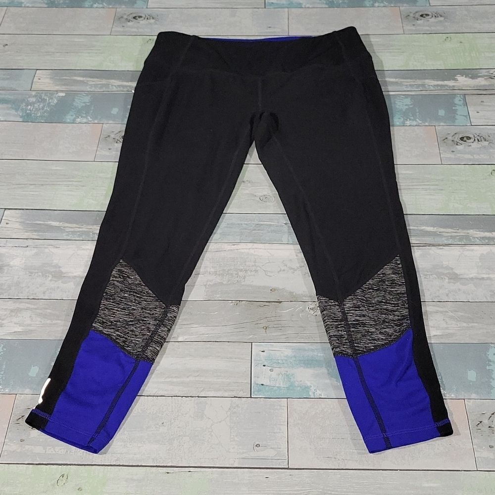 Tangerine Workout Capri Leggings Black/Gray/Blue sz Small